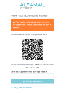 Alfamail MFA login